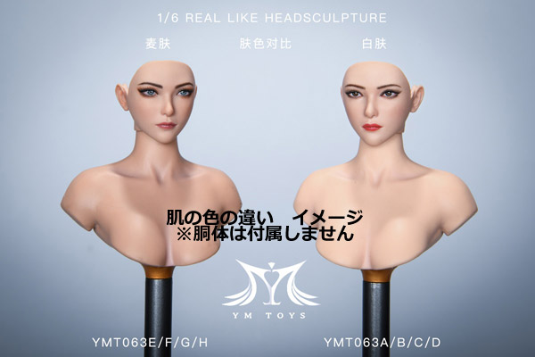 【YMtoys】YMT063 ABCDEFGH beauty headsculpt 1/6スケール 植毛 女性ヘッド