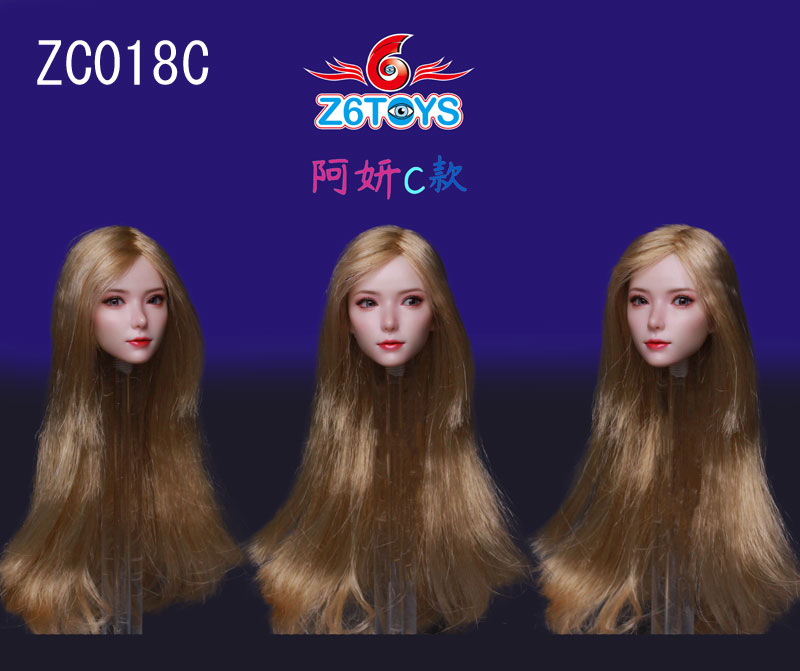【Z6TOYS】ZC018 A/B/C/D/E/F/G 1/6 Movable Eye Beauty Headsculpt アジア系女性 1/6スケール 植毛 眼球可動 女性ヘッド