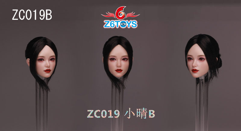 【Z6TOYS】ZC019 A/B/C/D/E/F 1/6 Movable Eye Beauty Headsculpt アジア系女性 小晴 1/6スケール 植毛 眼球可動 女性ヘッド