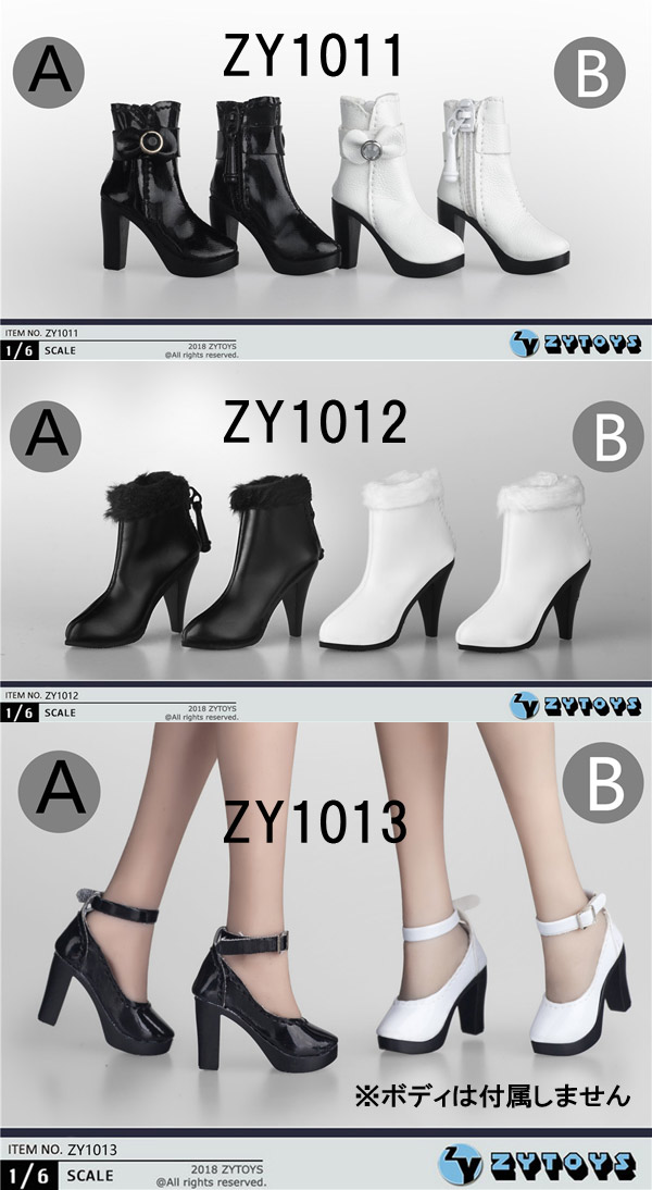 【ZYTOYS】ZY1011 ZY1012 ZY1013 ハイヒール＆ショートブーツ 1/6スケール 女性用シューズ