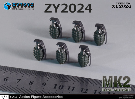 【ZYTOYS】ZY2023/ZY2024 1/6 M26/MK2 Hand Grenade アメリカ軍手榴弾 1/6スケール 手榴弾