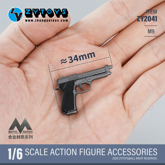 【ZYTOYS】ZY2041 1/6 Alloy M9 合金 M9 1/6スケール 金属製 自動拳銃