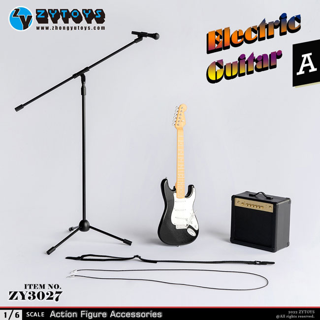 【ZYTOYS】ZY3027 ABCD 1/6 Electric Guitar エレキギター＆アンプ＆マイク セット 1/6スケール ミニチュア
