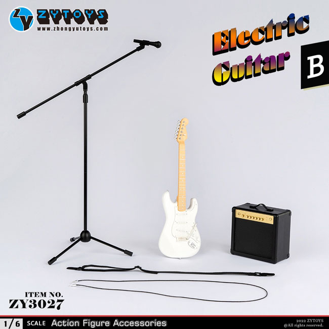 【ZYTOYS】ZY3027 ABCD 1/6 Electric Guitar エレキギター＆アンプ＆マイク セット 1/6スケール ミニチュア