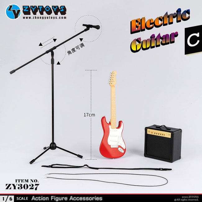 【ZYTOYS】ZY3027 ABCD 1/6 Electric Guitar エレキギター＆アンプ＆マイク セット 1/6スケール ミニチュア