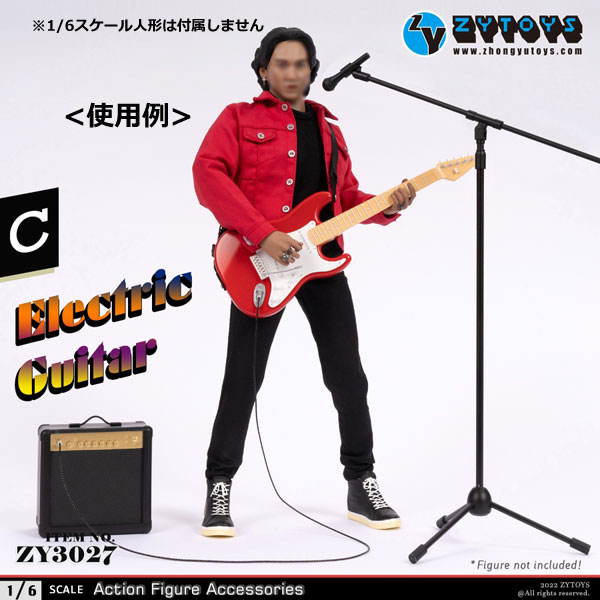 【ZYTOYS】ZY3027 ABCD 1/6 Electric Guitar エレキギター＆アンプ＆マイク セット 1/6スケール ミニチュア