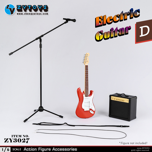 【ZYTOYS】ZY3027 ABCD 1/6 Electric Guitar エレキギター＆アンプ＆マイク セット 1/6スケール ミニチュア