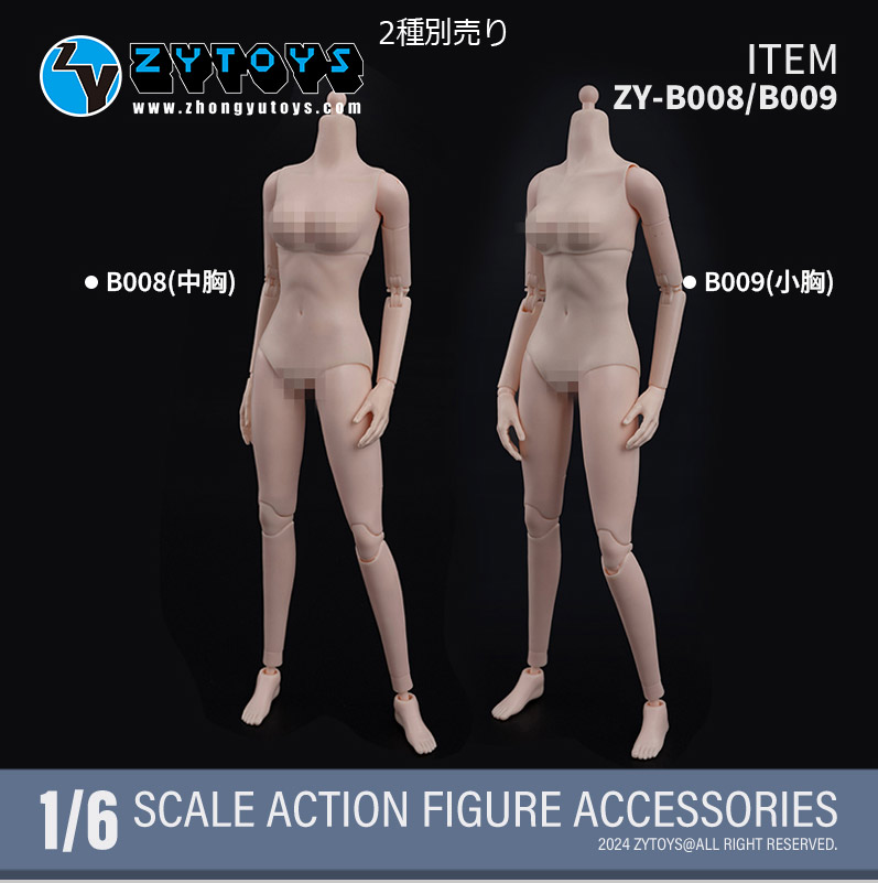 【ZYTOYS】ZY-B008 / ZY-B009 Chested White-Muscled Female Body 1/6スケール 女性フィギュアボディ素体 デッサン人形