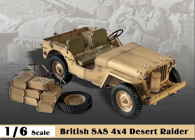【ZYTOYS】JP002 WW2 U.S. 1/4 Ton 4×4 Truck Willys MB Jeep 1/6 Scale Model (Desert)